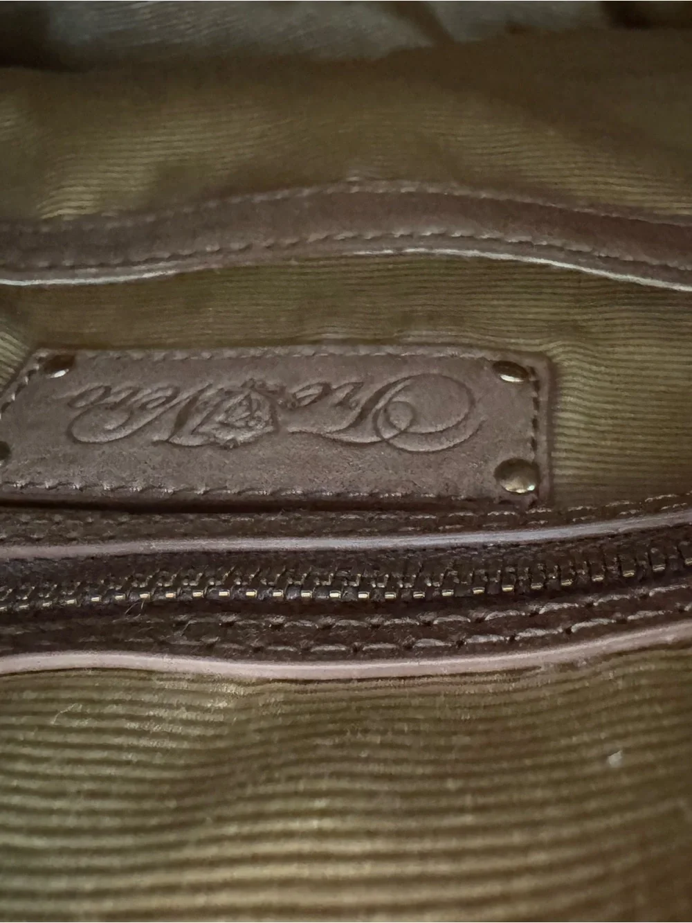 Tre Vero Cognac Leather Satchel with Gold Hardware
